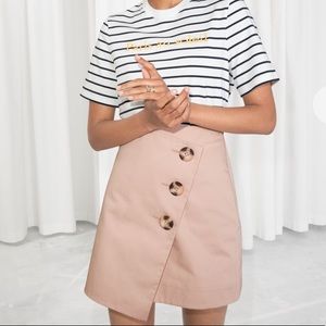 & Other Stories Cotton Asymmetrical Button Mini Skirt Sz 6